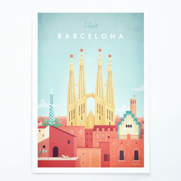 Poster Travelposter Barcelona, ​​A2