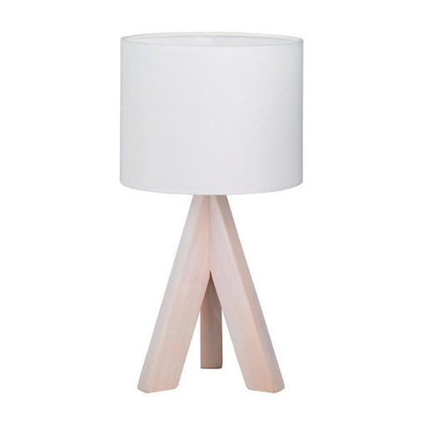 Bijela stolna svjetiljka od prirodnog drva i tkanine Trio Ging, visina 31 cm