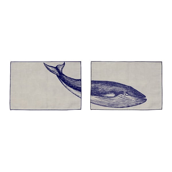 Set od 2 podmetača za stol Madre Selva Blue Whale, 45 x 30 cm