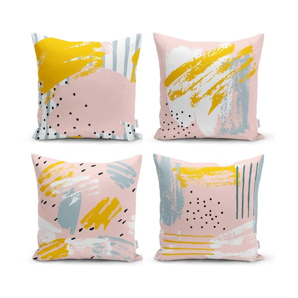 Set od 4 dekorativni premazi na minimalistički jastuk jastuk pokriva pastelni dizajn, 45 x 45 cm