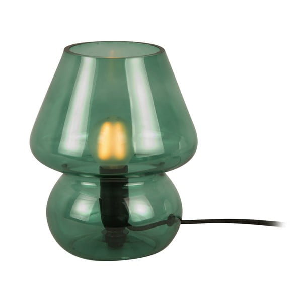 Tamno zelena staklena stolna lampa Leitmotiv Glass, visina 18 cm