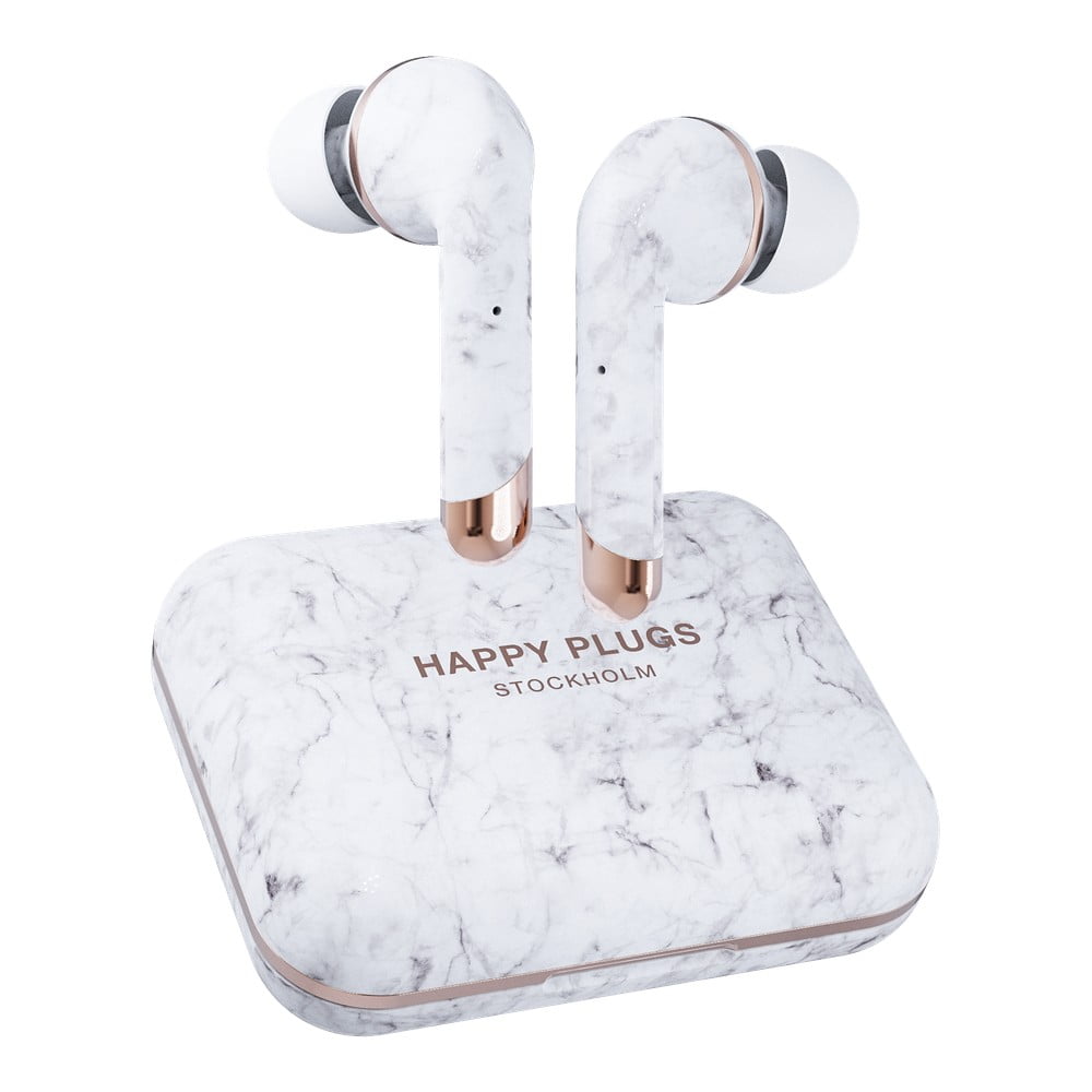 Bežične slušalice u bijeloj mramornoj boji Happy Plugs Air 1 Plus In-Ear