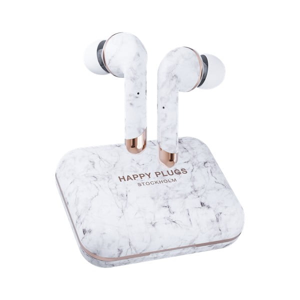 Bežične slušalice u bijeloj mramornoj boji Happy Plugs Air 1 Plus In-Ear