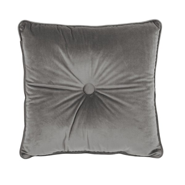 Sivi jastuk Tiseco Home Studio Velvet Button, 45 x 45 cm