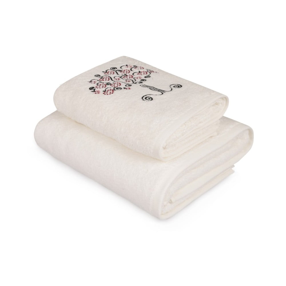 Set bijelih ručnika i bijelih ručnika sa šarenim detaljima Arbre