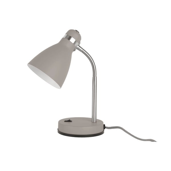 Siva stolna lampa Leitmotiv Study, visina 30 cm
