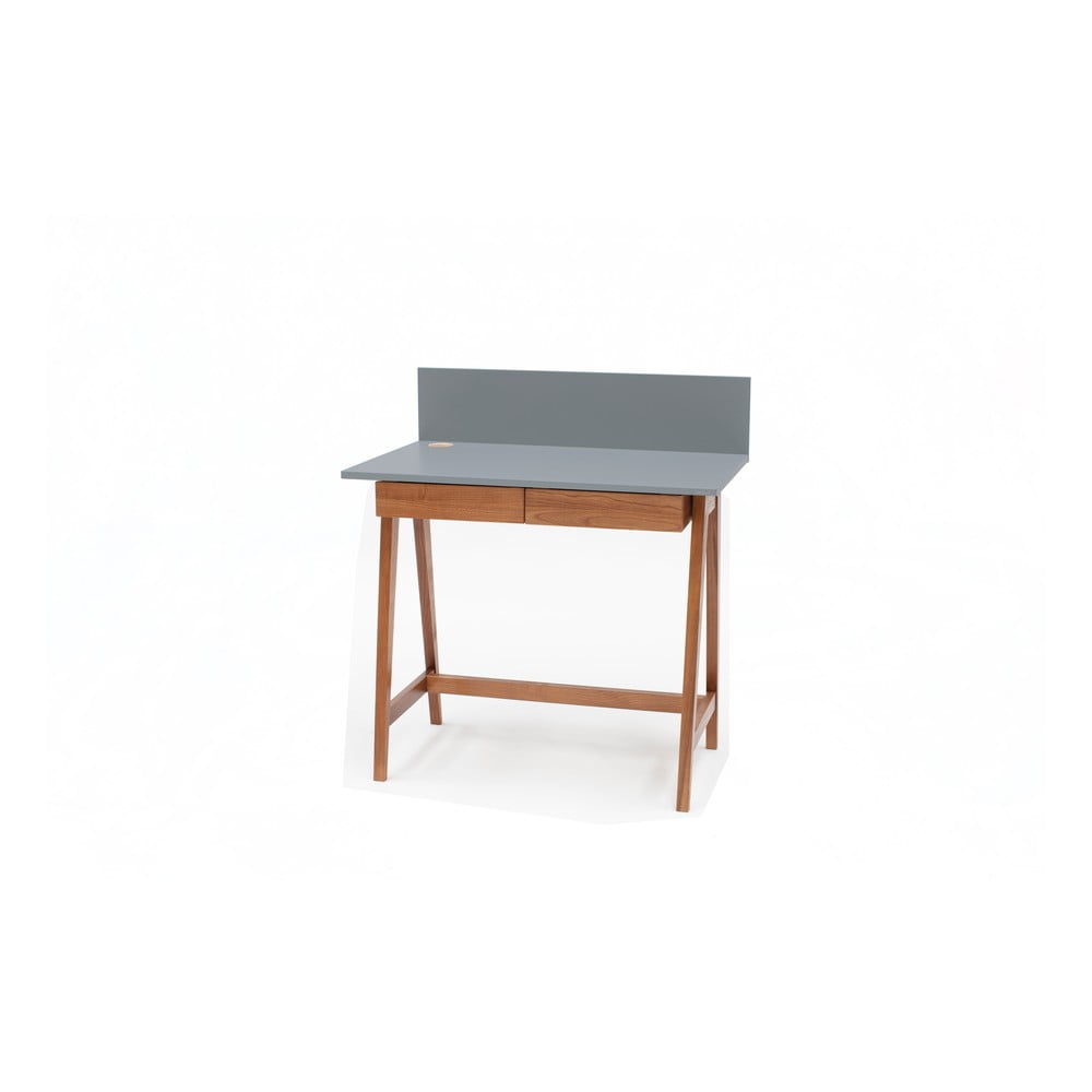 Sivi radni stol s podnožjem od jasena Ragaba Luka Oak, duljina 85 cm