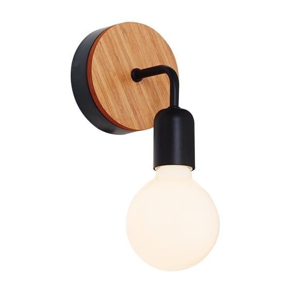 Crna zidna svjetiljka s drvenim detaljima Homemania Dekor Valetta