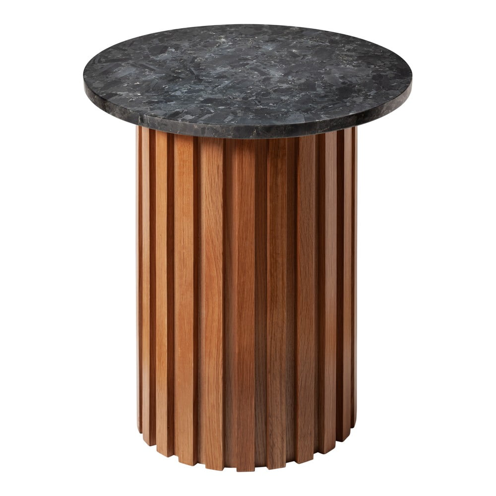 Stol od crnog granita s hrastovom bazom RGE Moon, ⌀ 50 cm