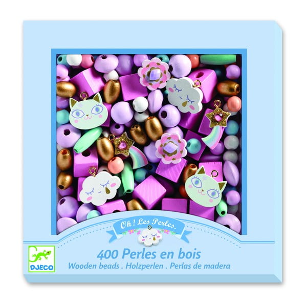 Komplet od 400 drvenih perli za proizvodnju nakita Djeco Rainbow