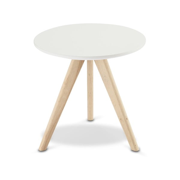 Bijela stolić za kavu sa nogama od hrastovog drveta Furnhouse Life, ø 40 cm