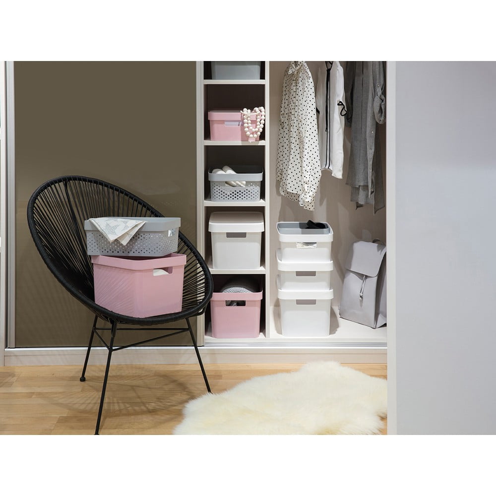 Siva košara za odlaganje Curver Infinity Dots, 17 l