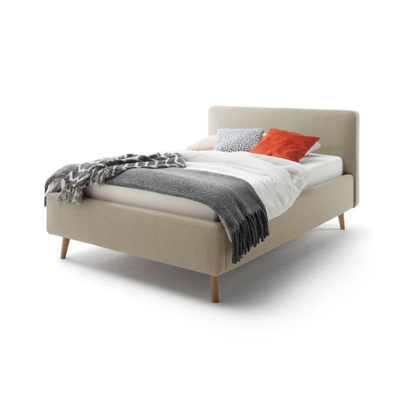 Bež bračni krevet s podnicom i prostorom za pohranu Meise Möbel Mattis, 140 x 200 cm