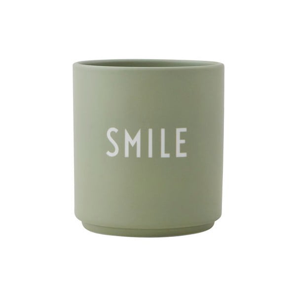 Svijetlozelena šalica od porculana Design Letters Favorite Smile