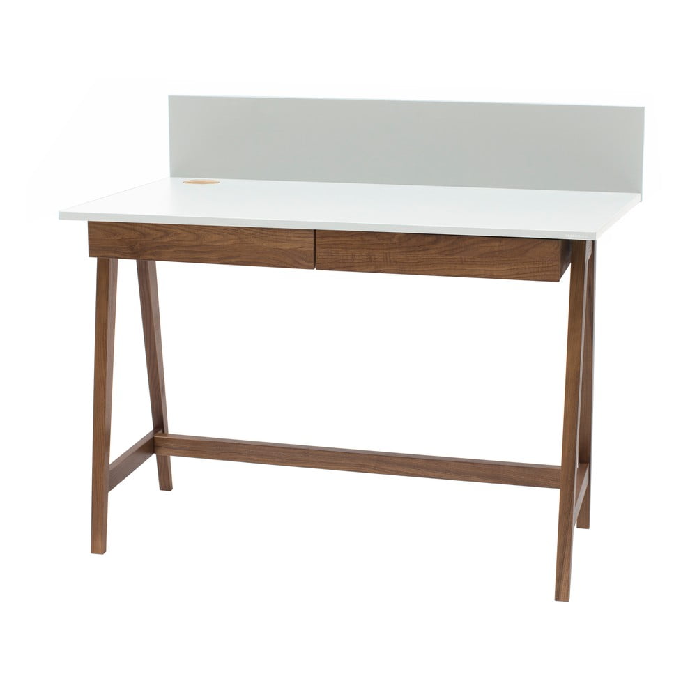 Bijeli radni stol s podnožjem od jasena Ragaba Luka Oak, duljina 85 cm