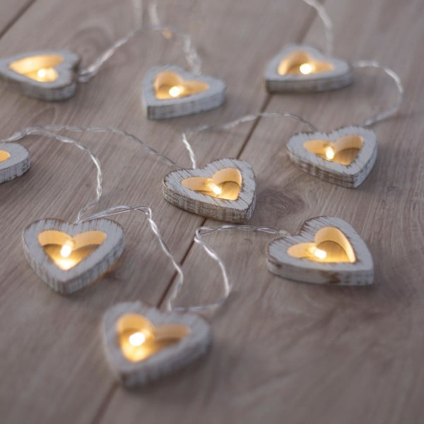 Rasvjetni lanac s LED lampicama u obliku srca DecoKing Heart, 10 lampica, duljina 1,65 m