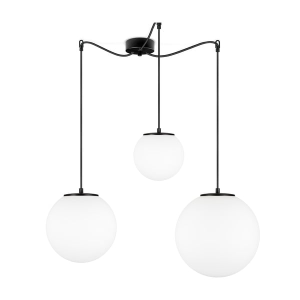 Bijela viseća svjetiljka s tri kraka i grlom u crnoj boji Sotto Luce TSUKI