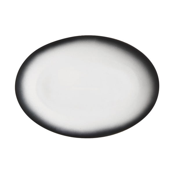 Bijelo-crni keramički ovalni tanjur Maxwell & Williams Caviar, 35 x 25 cm