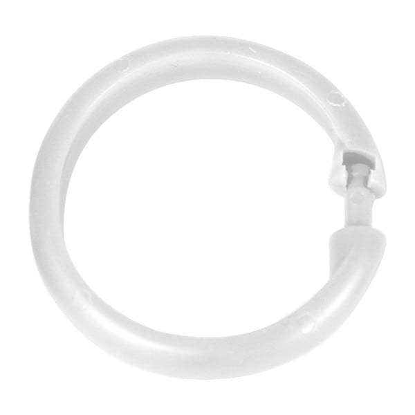 Set s 12 komada bijelih plastičnih prstena za tuš zavjesu Wenko