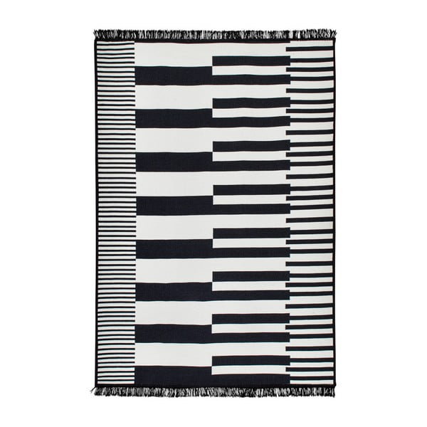 Crno-bijeli obostrani tepih Klotho, 80 x 150 cm