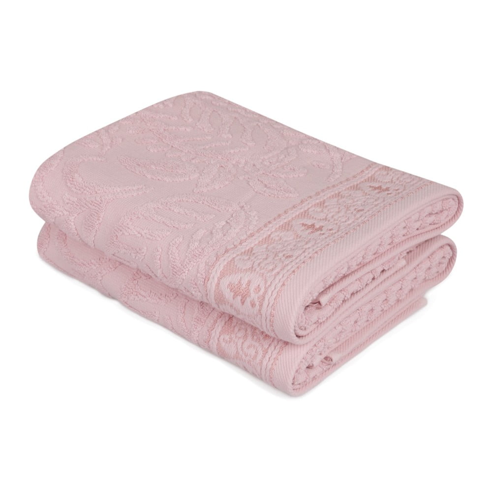Set od 2 roza pamučna ručnika za ruke Catherine, 50 x 90 cm