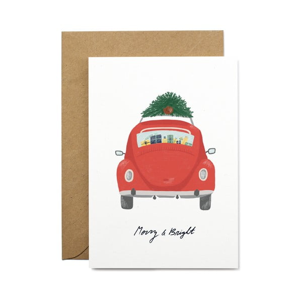 Božićna čestitka od recikliranog papira s omotnicom Printintin Merry & Bright, A6 format