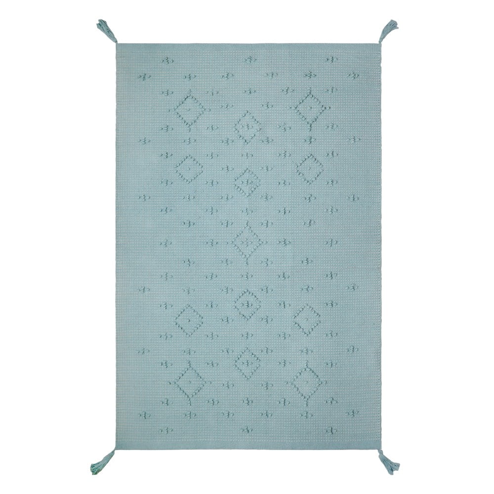 Zeleni pamučni ručni tepih Nattiot, 100 x 150 cm