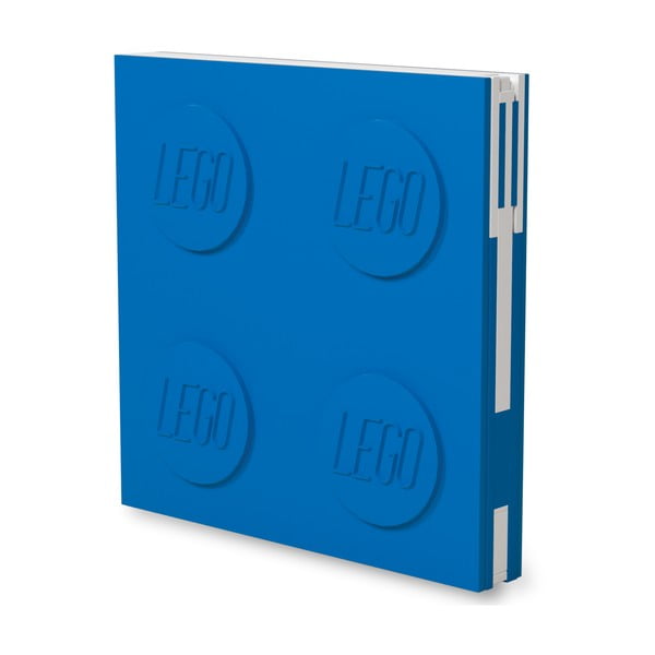 Plava četvrtasta bilježnica s gel kemijskom olovkom LEGO®, 15,9 x 15,9 cm