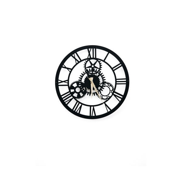 Crni zidni sat Davin Clock, ⌀ 48 cm