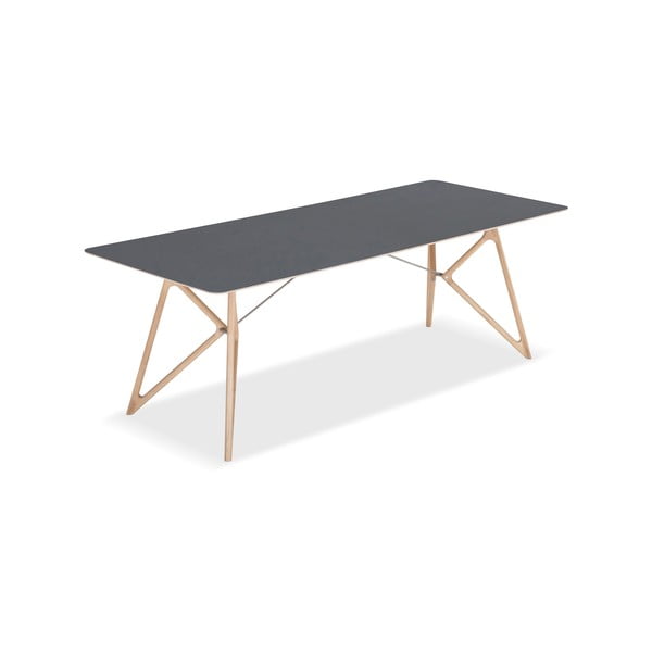Blagovaonski stol od punog hrasta s crnom pločom Gazzda Tink, 220 x 90 cm