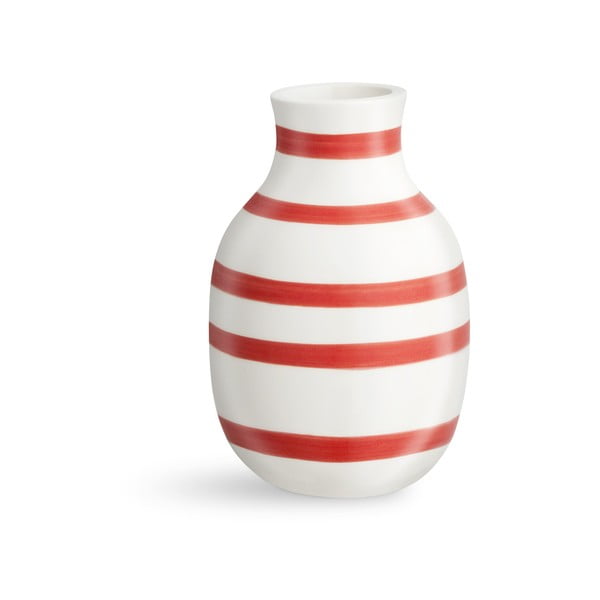 Bijelo-crvena prugasta keramička vaza Kähler Design Omaggio, visina 12,5 cm
