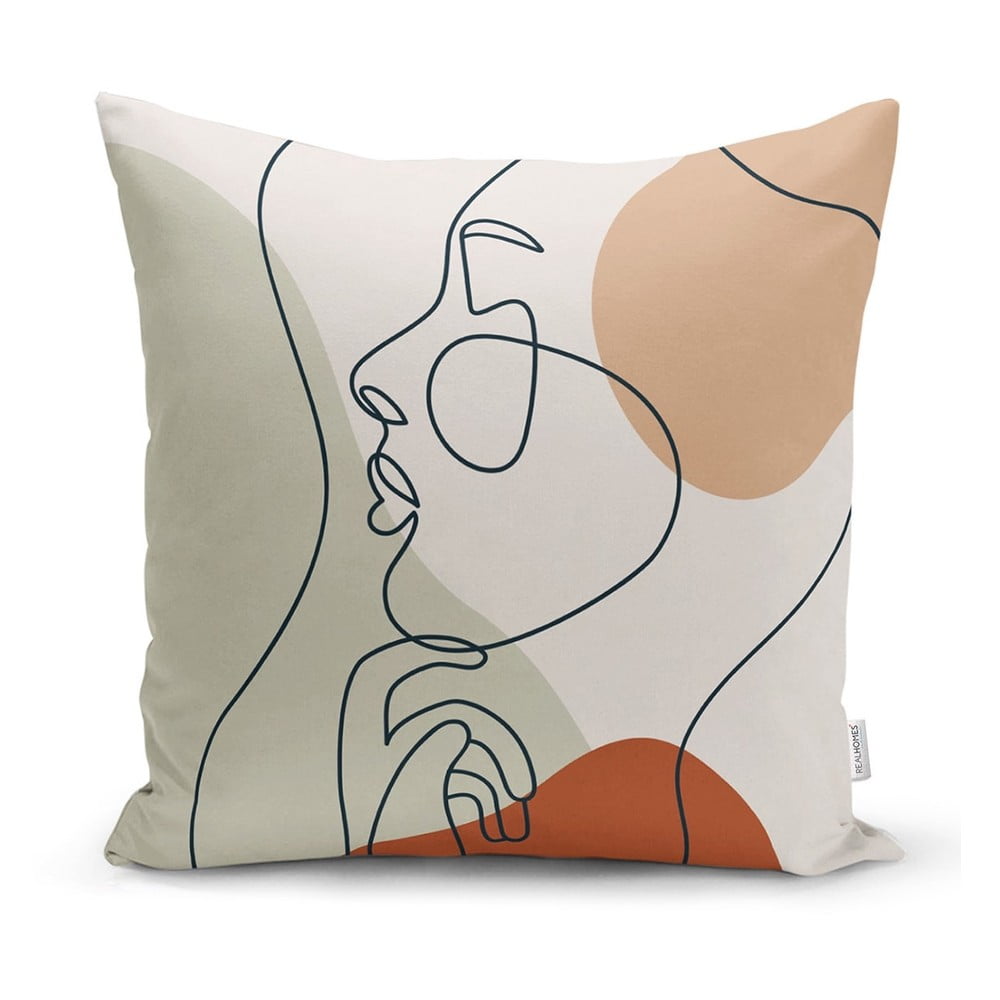 Jastuk premaz minimalistički jastuk pokriva pastelno crtanje lica, 45 x 45 cm