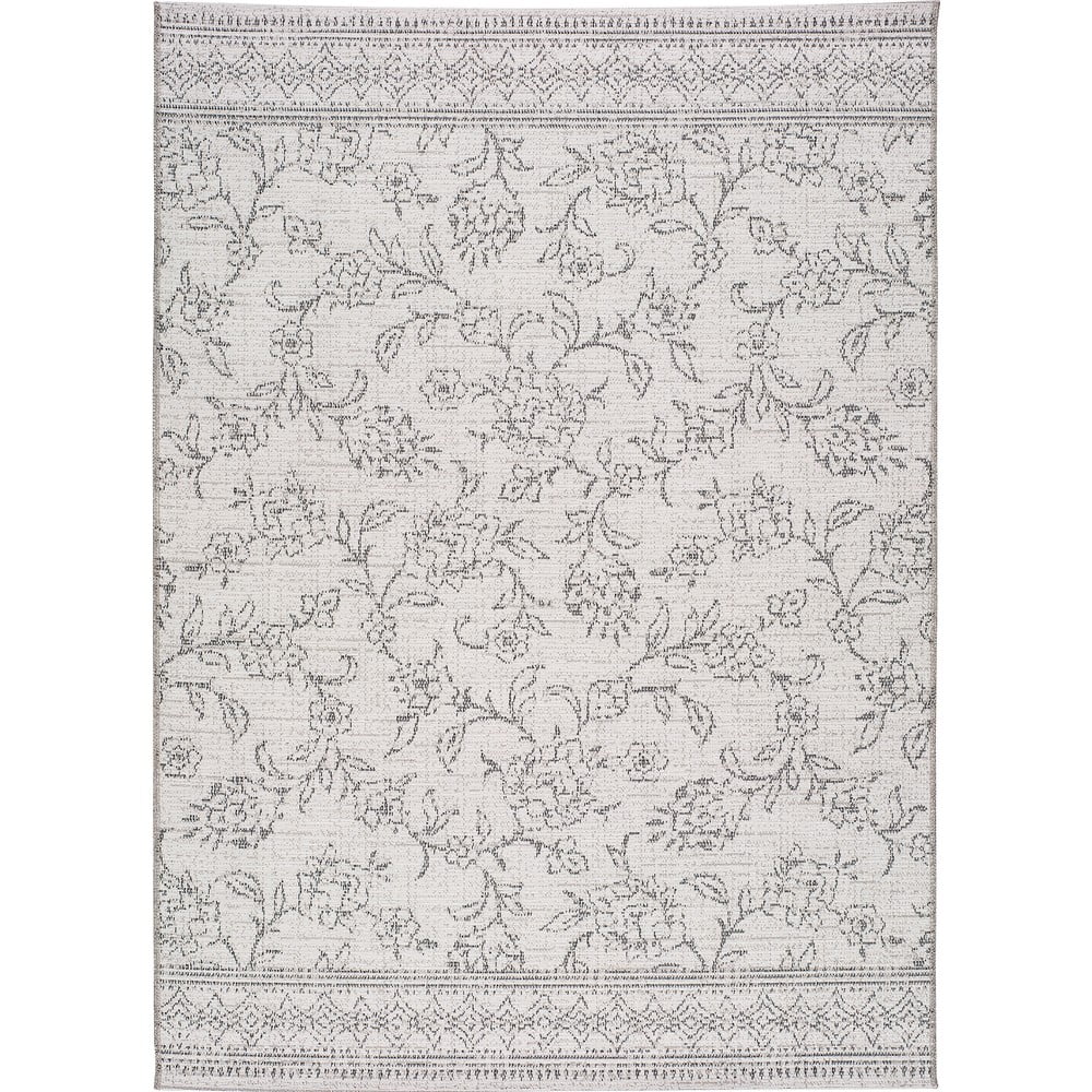 Sivi vanjski tepih Universal tkati cvjetni cvjetni, 155 x 230 cm