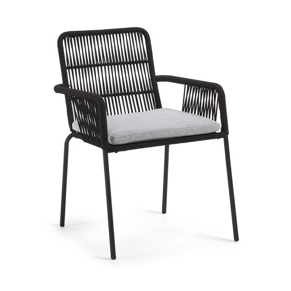 Crna vrtna stolica s metalnom konstrukcijom Kave Home Samt