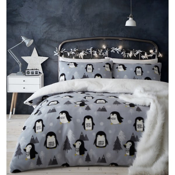 Mikro plišana posteljina s motivom pingvina Catherine Lansfield, 200 x 200 cm