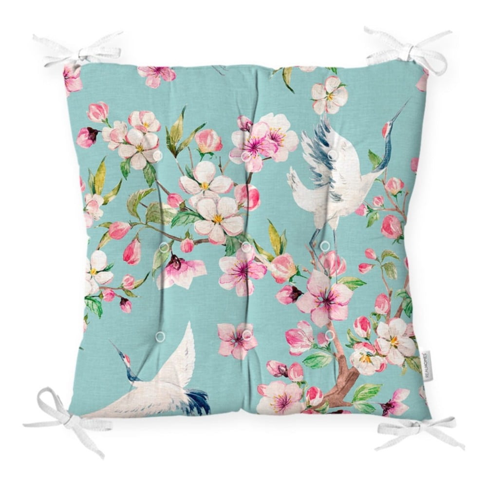 Stolica na minimalističku stolicu jastuk pokriva cvijeće i pticu, 40 x 40 cm