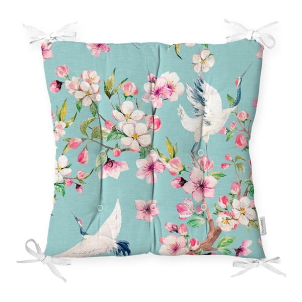 Stolica na minimalističku stolicu jastuk pokriva cvijeće i pticu, 40 x 40 cm