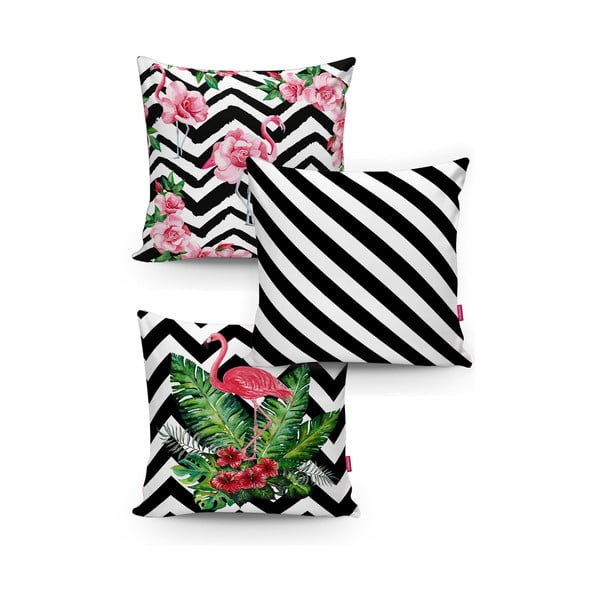 Set od 3 jastučnice Minimalist Cushion Covers BW Stripes Jungle, 45 x 45 cm