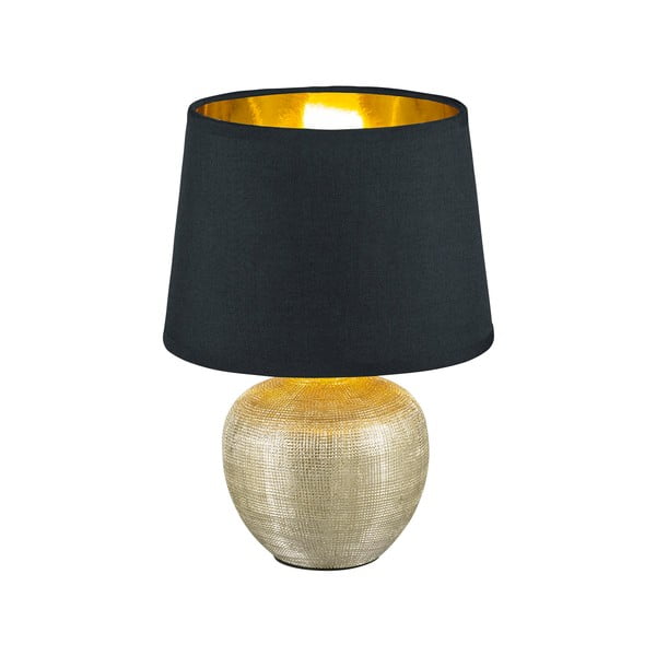 Crna stolna svjetiljka od keramike i tkanine Trio Luxor, visina 26 cm