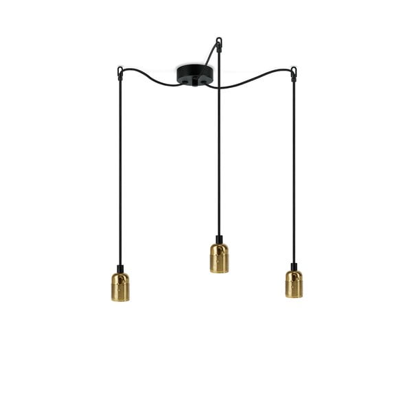 Trodijelna crna viseća lampa s detaljima u boji zlata Bulb Uno Attac