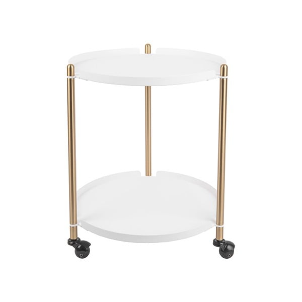 Metalni pomoćni stolić u bijelo-zlatnoj boji Leitmotiv Thrill