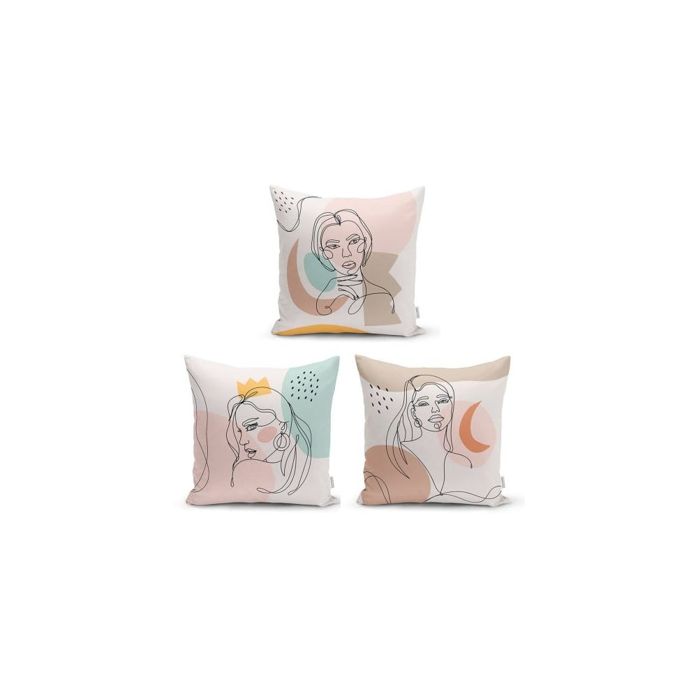 Skup od 3 dekorativni premazi na jastuci minimalistički jastuk pokriva minimalističku liniju, 45 x 45 cm