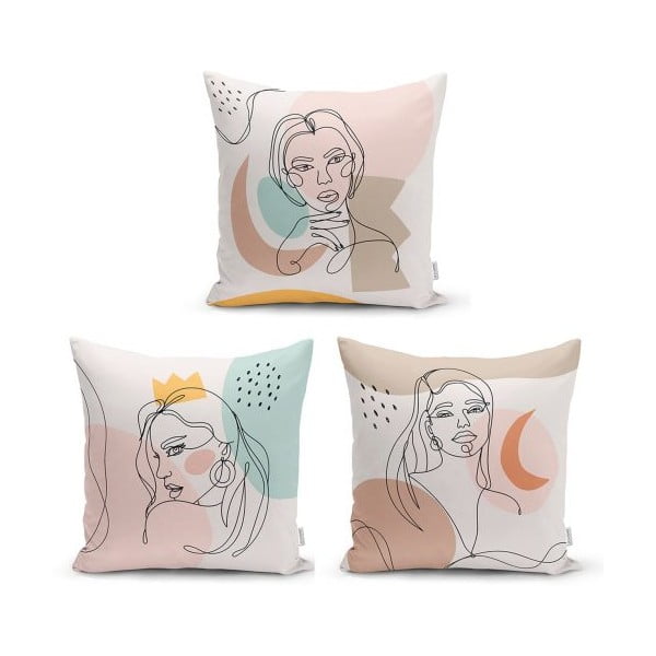 Skup od 3 dekorativni premazi na jastuci minimalistički jastuk pokriva minimalističku liniju, 45 x 45 cm