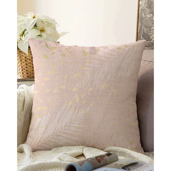 Svjetlo ružičasta jastučnica s udjelom pamuka Minimalist Cushion Covers Leaves, 55 x 55 cm