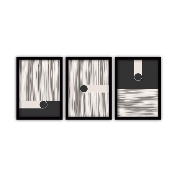 Set od 3 slike u crnim okvirima Vavien Artwork Black 35 x 45 cm