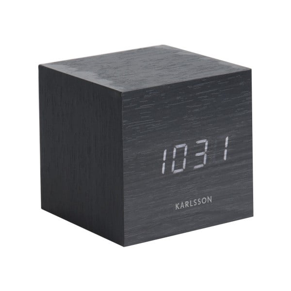 Crni budilnik Karlsson Mini Cube, 8 x 8 cm