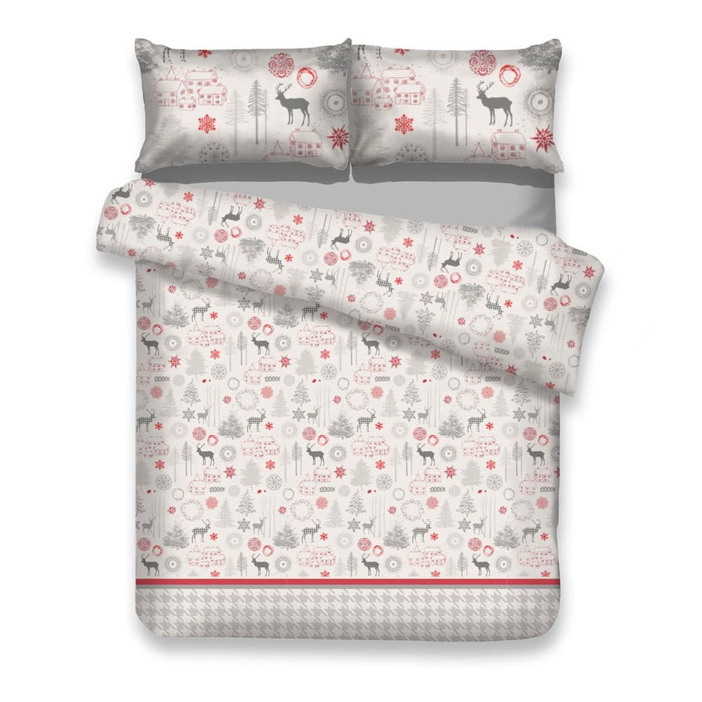 Flanelska posteljina s božićnim motivom za bračni krevet AmeliaHome Lappi, 200 x 220 cm
