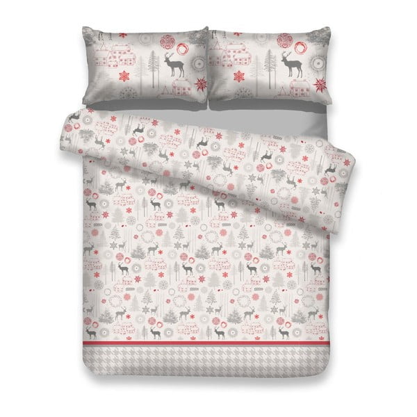Flanelska posteljina s božićnim motivom za bračni krevet AmeliaHome Lappi, 200 x 220 cm