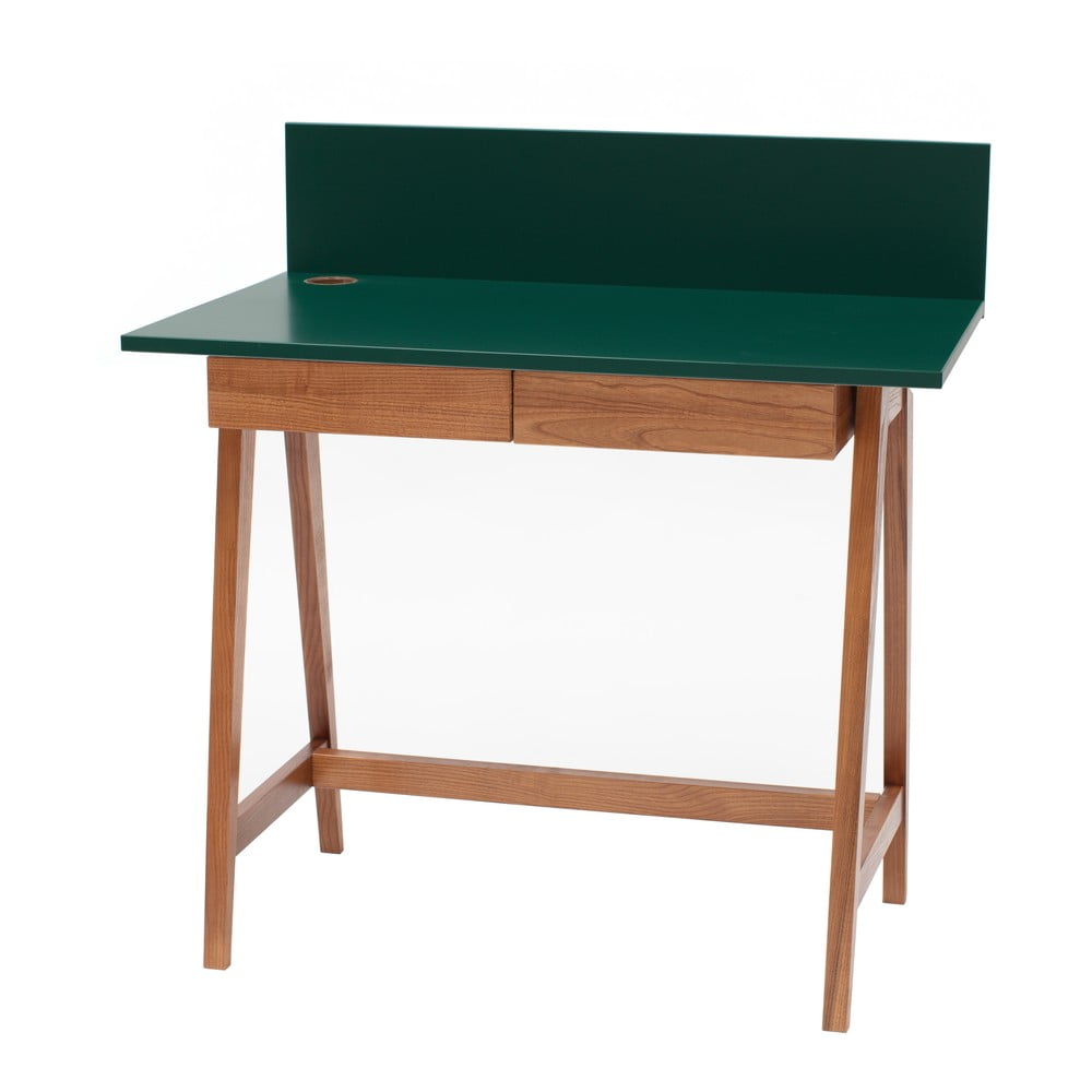 Zeleni radni stol s podnožjem od jasena Ragaba Luka Oak, duljina 85 cm