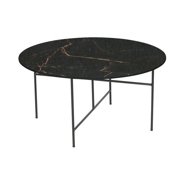 Crni stol s porculanskom pločom WOOOD Vida, ⌀ 80 cm